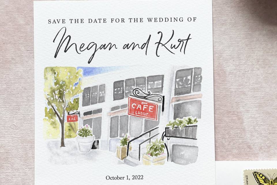 Watercolor wedding invitation