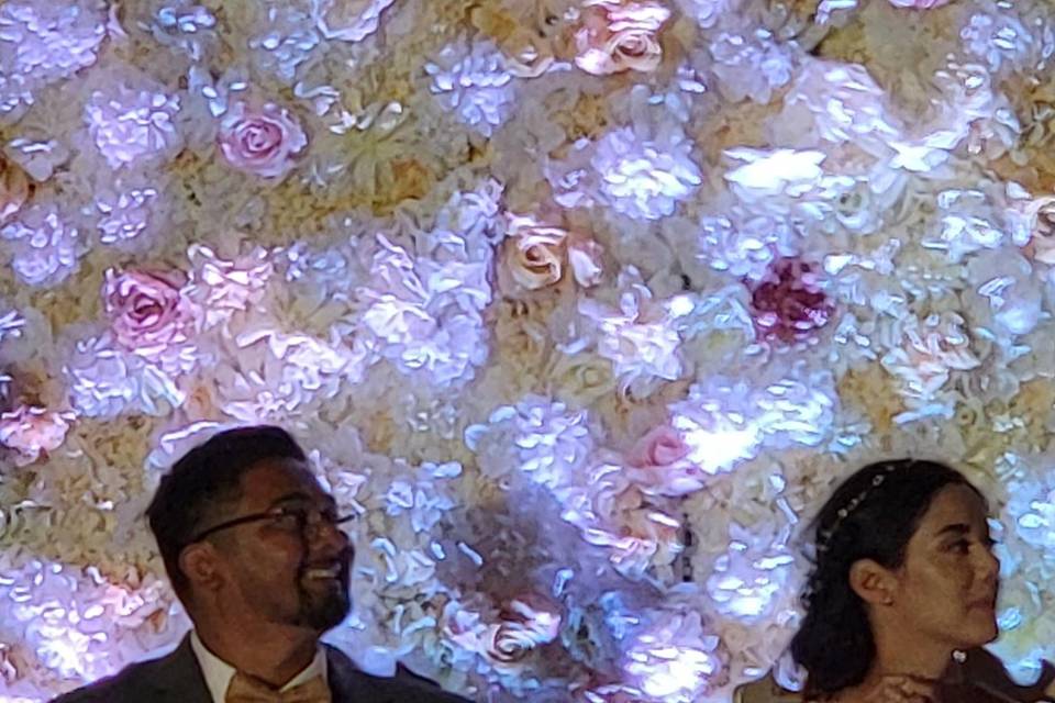 Flower wall with bride & Groom