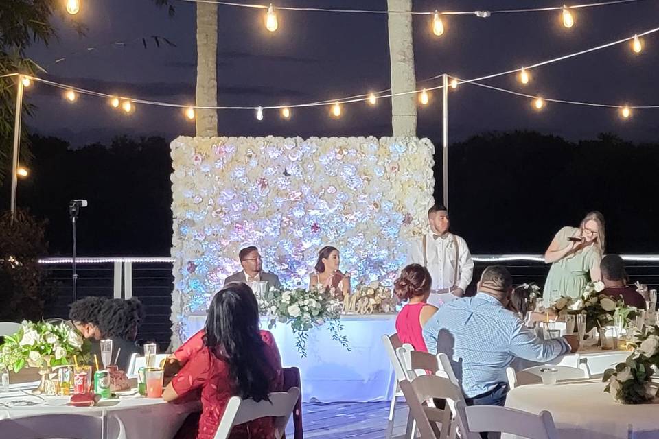 Reception with flower wall