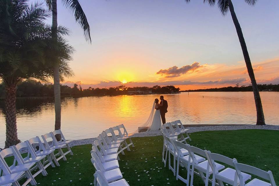 Sunset after wedding ceremony