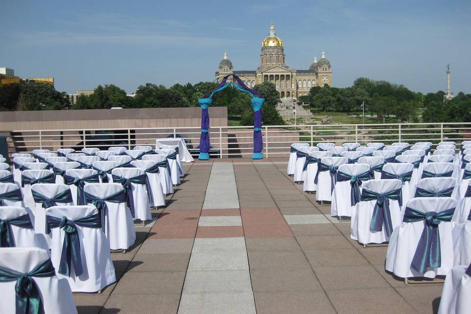 Outdoor wedding setup