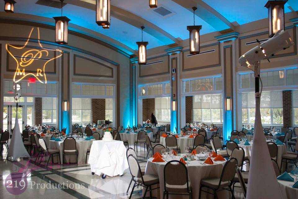 Full room uplighting with a gobo