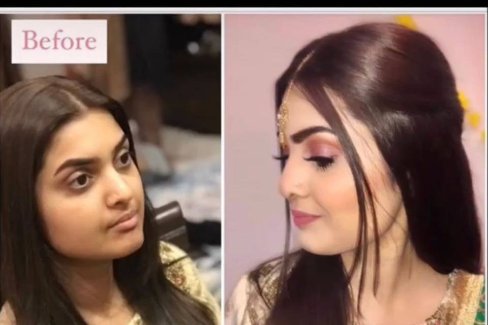 Party makeup before & after