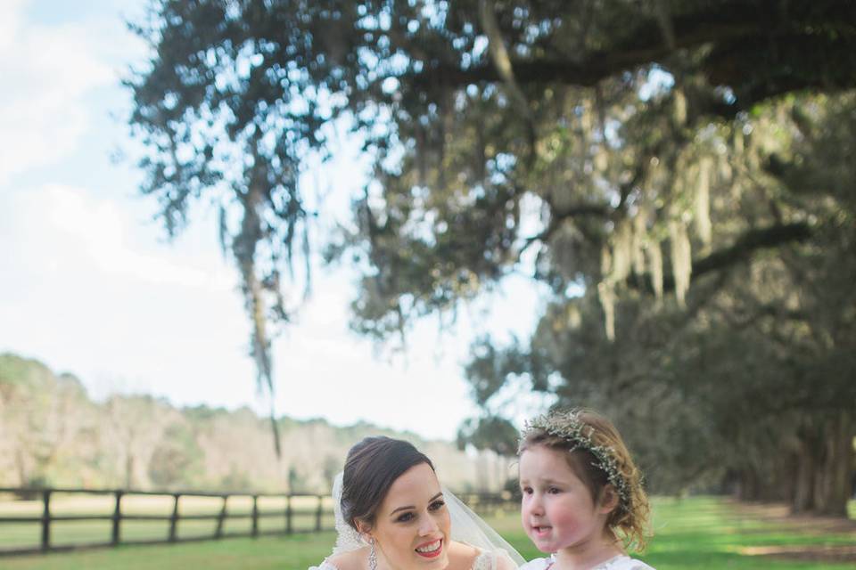 Bride and her flower girl