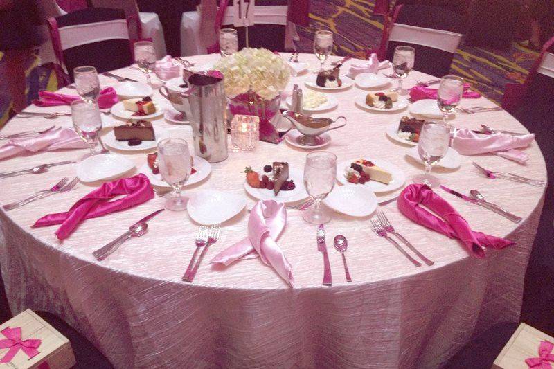 Table setup with centerpiece