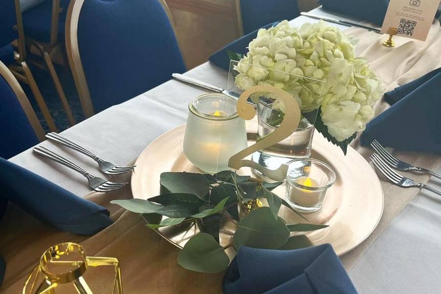Gold and navy blue
