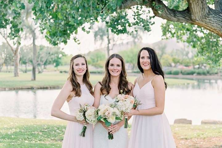 The bride with her bridesmaids