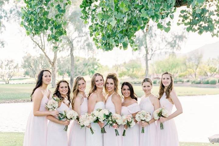 The bride with her bridesmaids