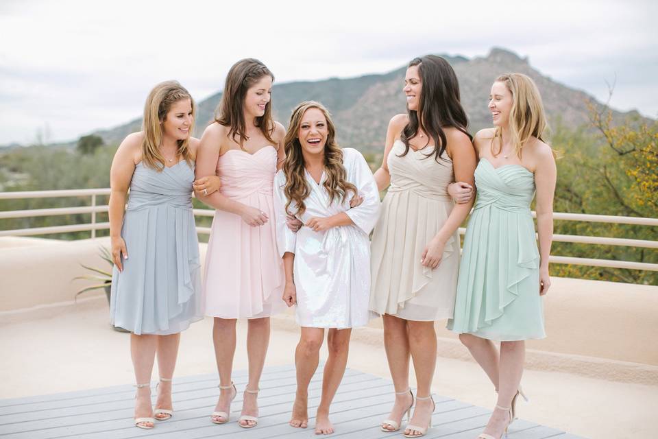 The bride with her bridesmaids