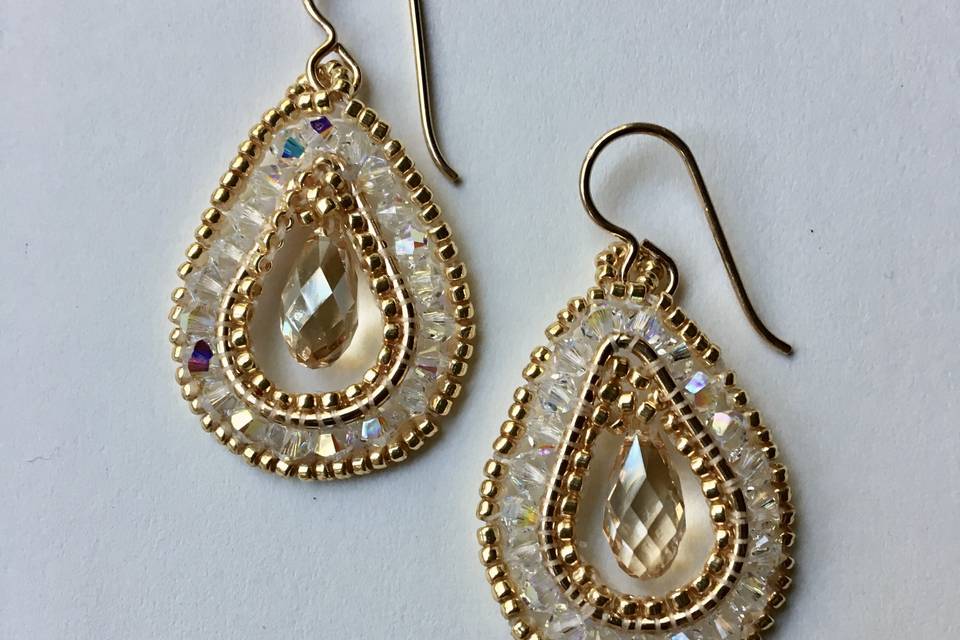 Gold & crystal teardrop earring