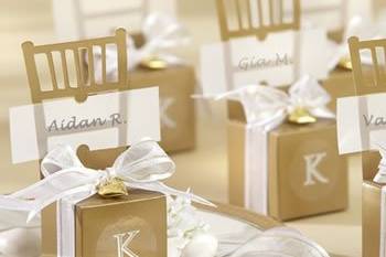 Gold chair wedding favor box