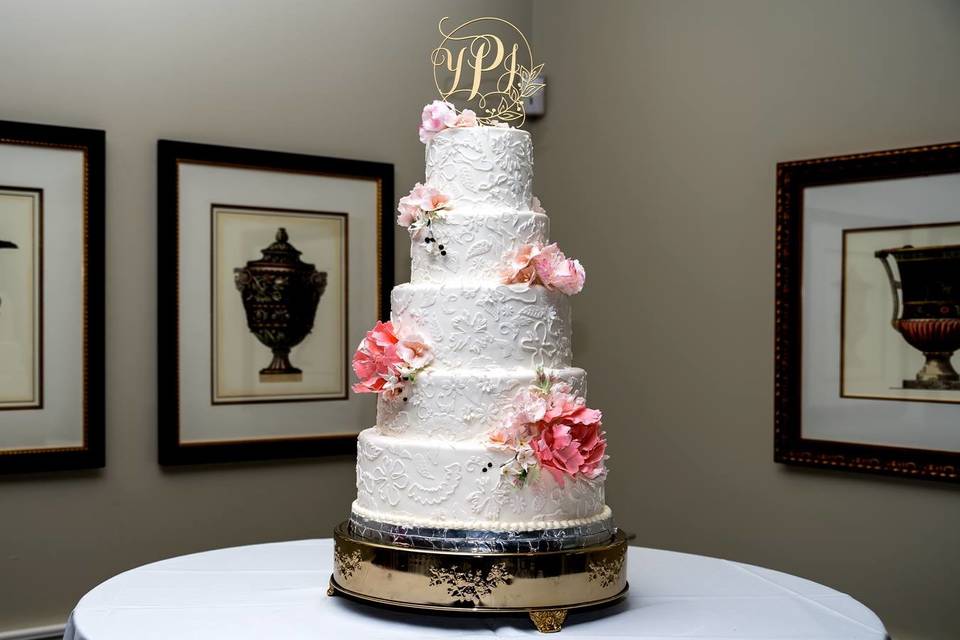 Five tier wedding cake