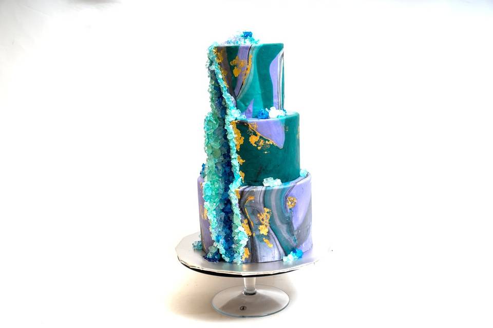 Three tier colored cake