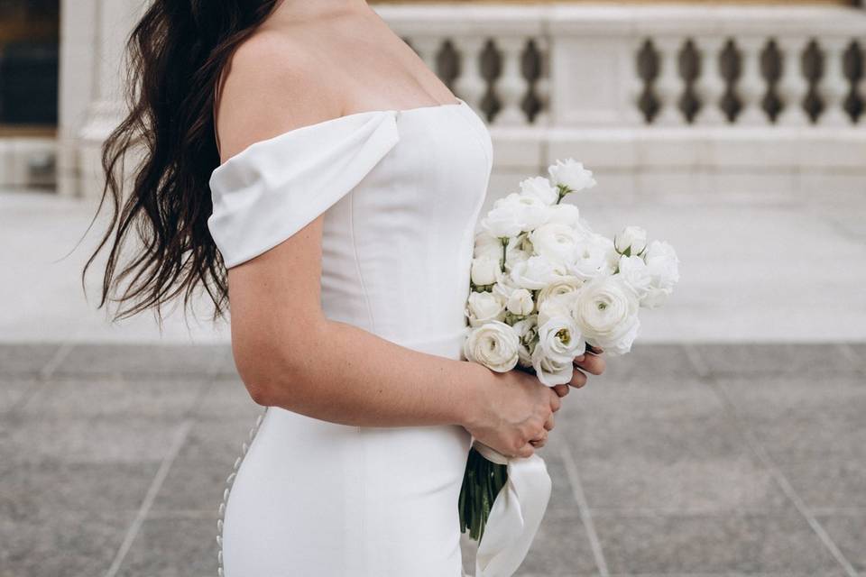 Bride and her bouquet