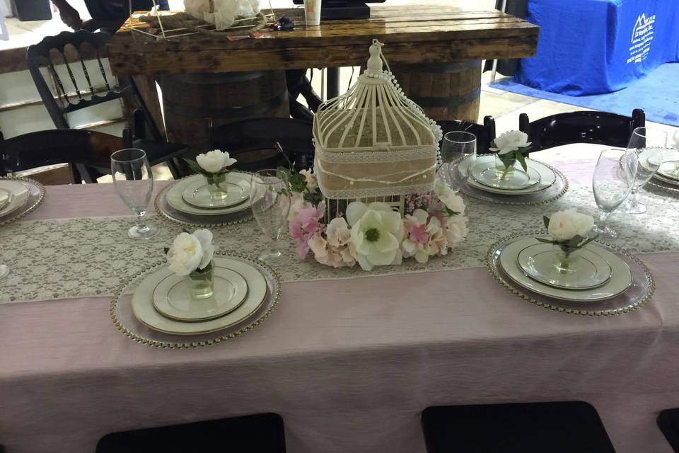 Peach pink tables