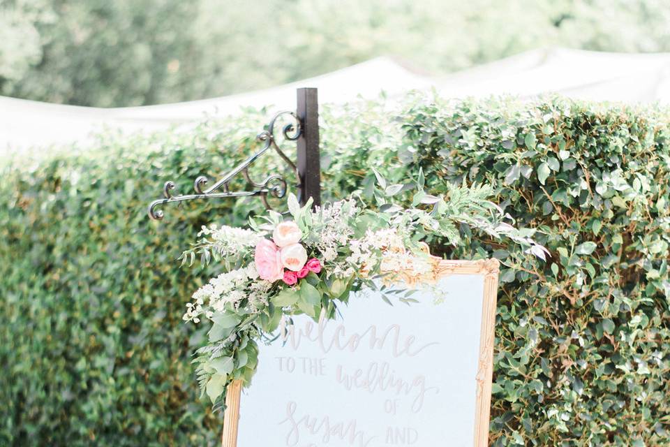 Whimsical Garden Wedding at Maravilla Gardens - Welcome Mirror