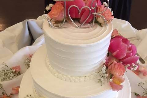 Three tier cake with flowers