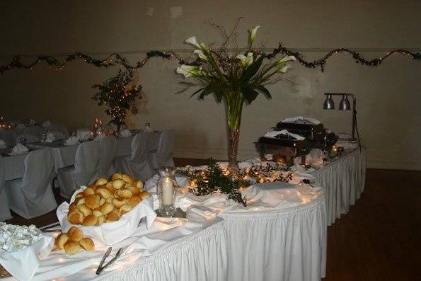 Table setup with centerpiece