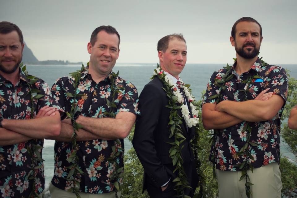 Hawaii Wedding Still Groomsmen