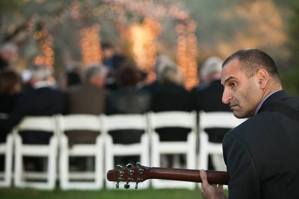 Performing for the newlyweds and guests