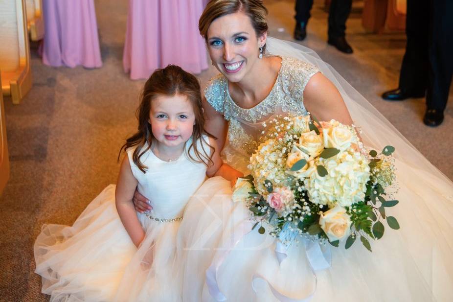 Bride and flower girl