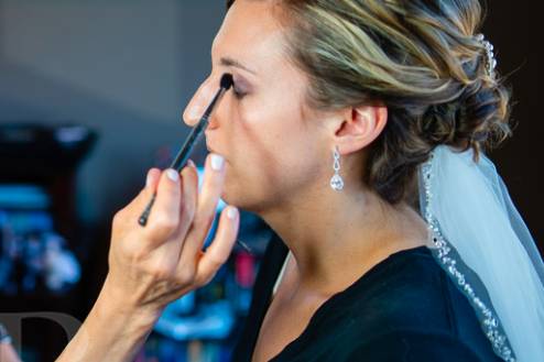 Bride at the makeup station