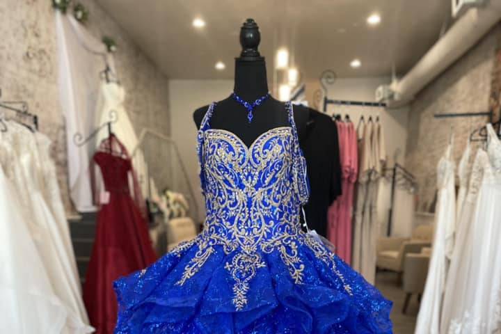 Blue embellished dress