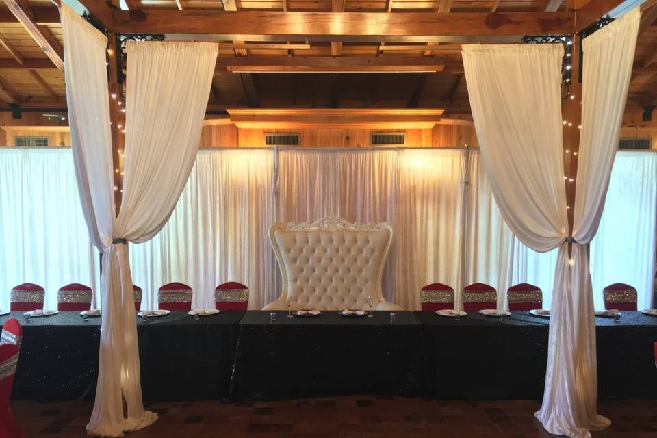 Head table and banner draping