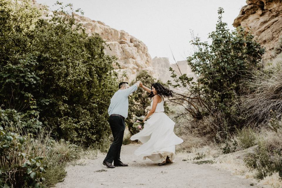 Waterfall elopement session