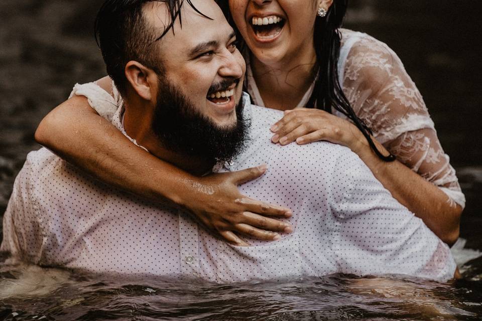 Waterfall elopement session