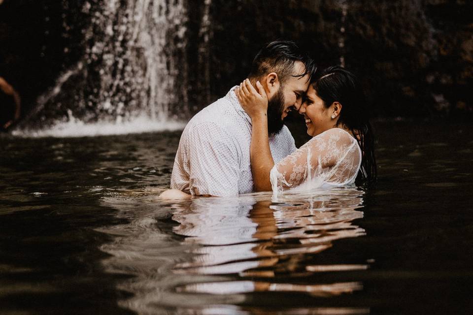 Waterfall elopement session