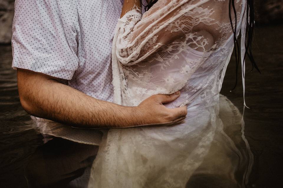 Waterfall elopement session