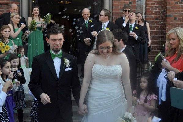 Blowing bubbles after the ceremony
Barattini Wedding 3-17-12