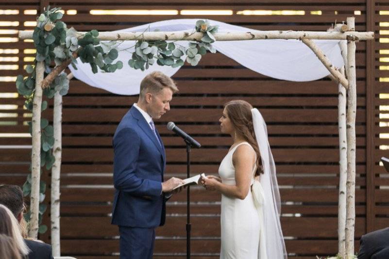 White birch chuppah