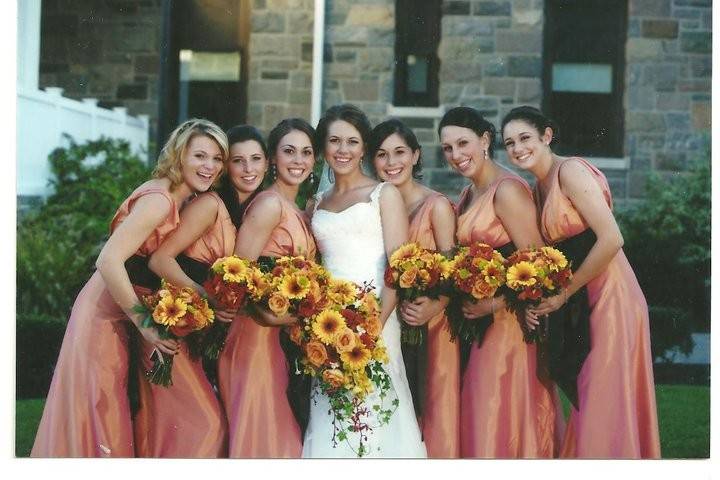 Bride and her bridesmaids