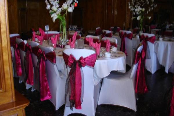 Chocolate organza and hot pink satin