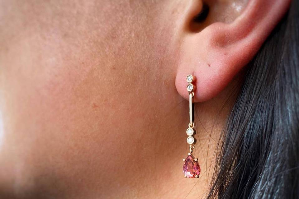 Rose tourmaline drop earrings