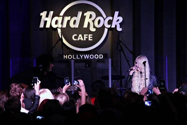 The Pretty Reckless performs live on stage at the Hard Rock Cafe.