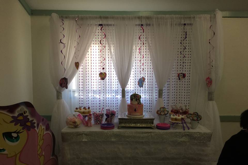 My Little Party Themed Backdrop with dessert table (Hyattsville, MD)