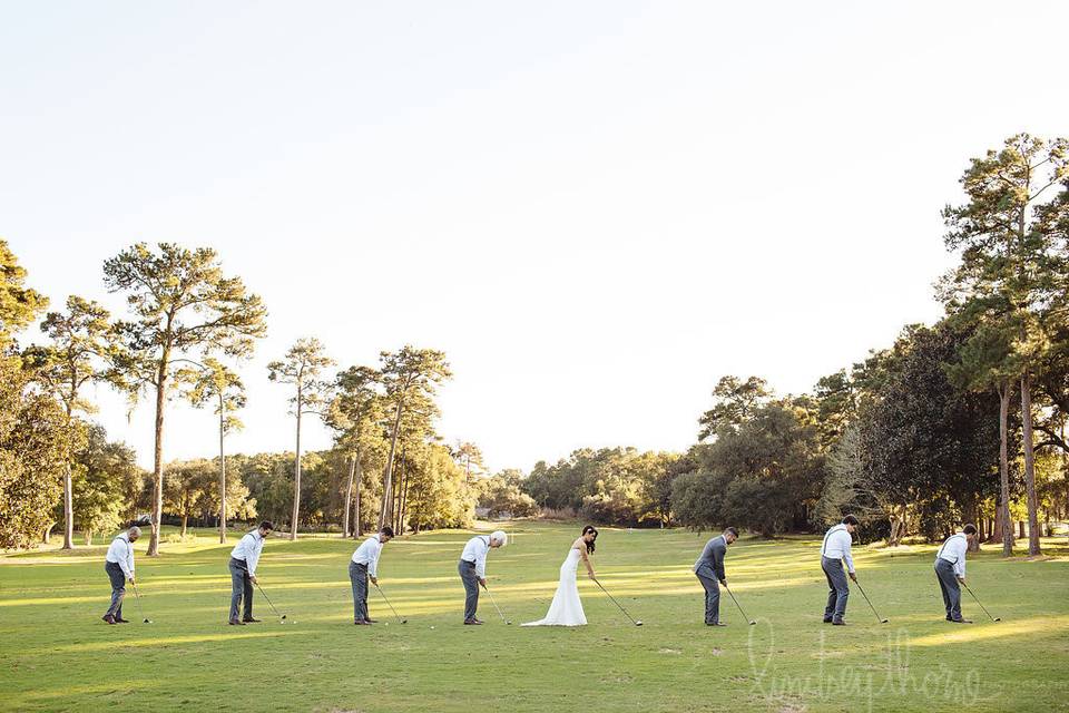 The couple and groomsmen