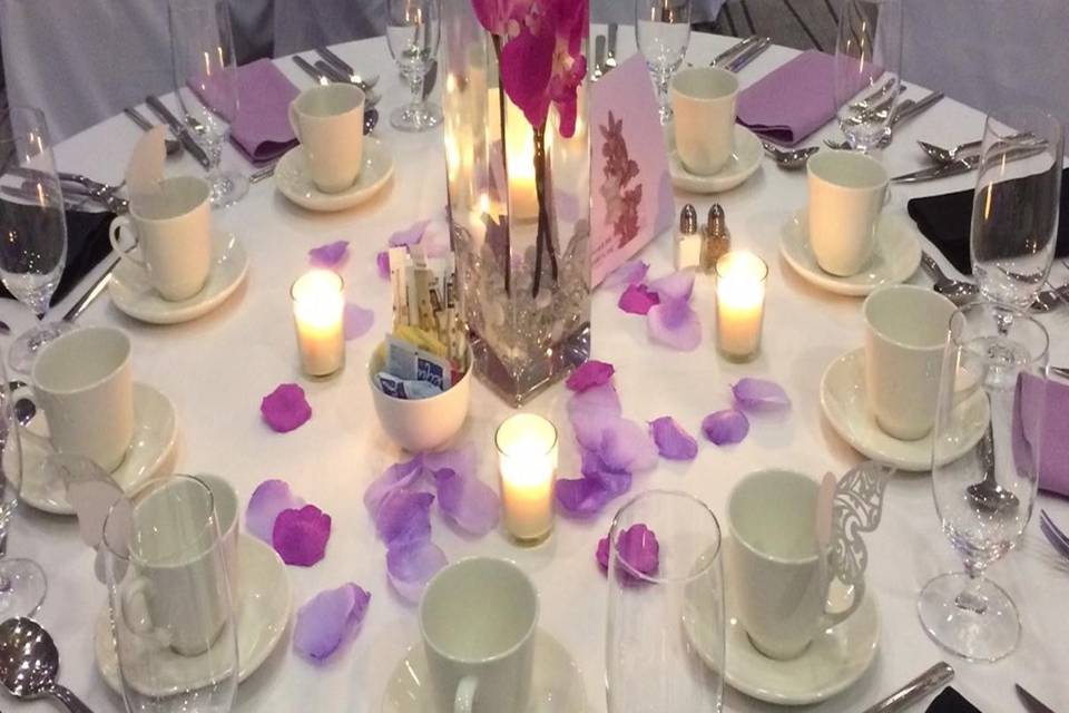 Table set-up with candle lighting
