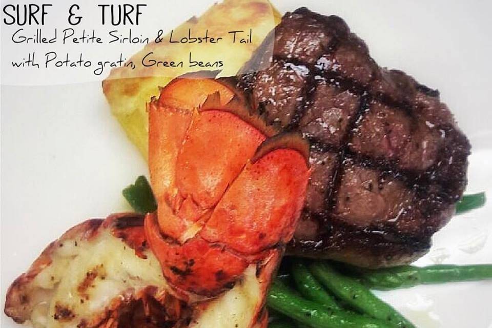 Sirloin and lobster tail dish