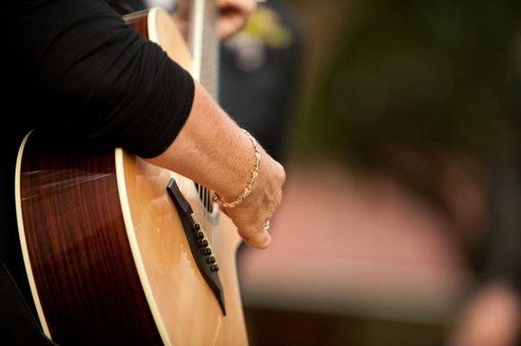 Playing the guitar