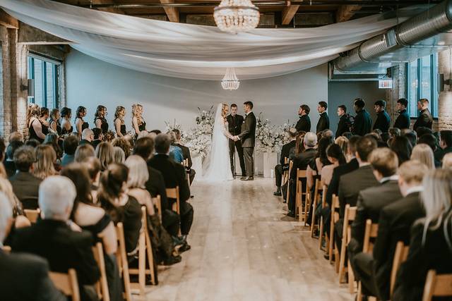 Drape and chandelier
