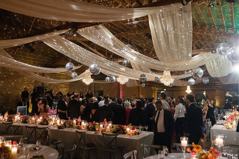 Lighting and ceiling drape