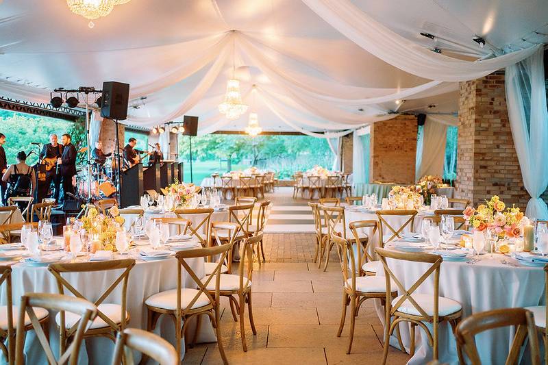 Wedding lighting and drape