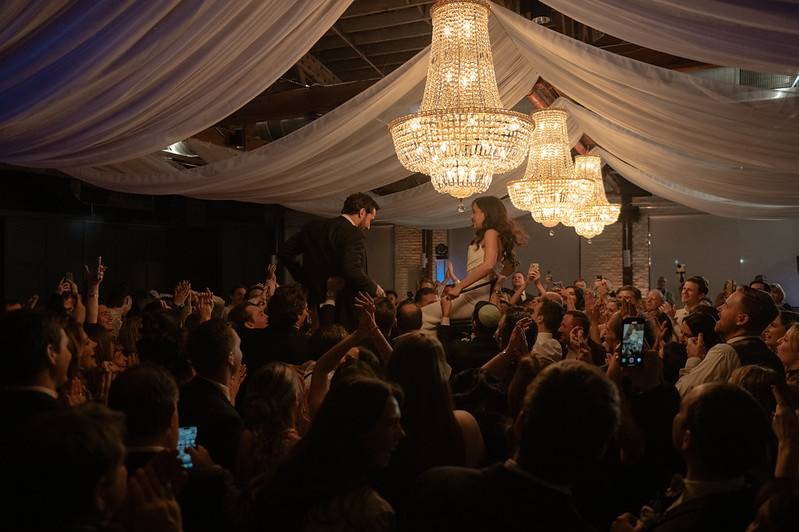 Drape and chandeliers