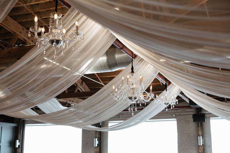 Ceiling drape and lighting