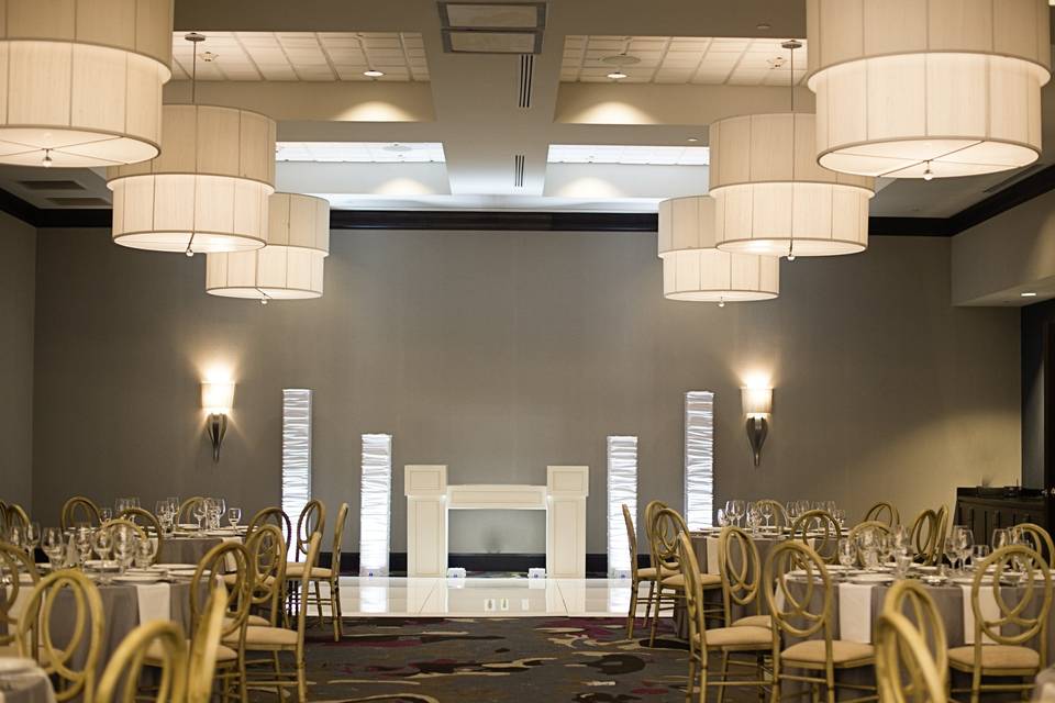 Wedding ceremony and reception setup