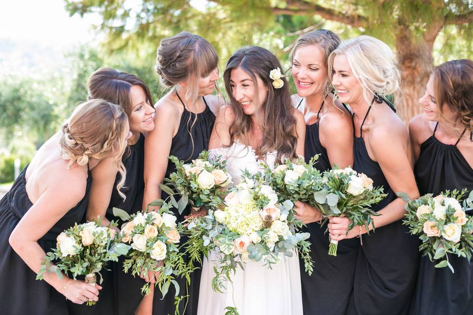 Bride and bridesmaids